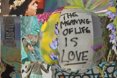 Fabiola Nabil Naguib, Archives Re/Imagined (1 of 4 in Series II), The Meaning of Life is Love, mixed media, varied dimensions, 2020